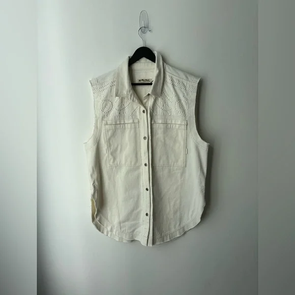 Free People We The Free Embroidered Denim Vest Boho Western Oversized - Picture 2 of 12